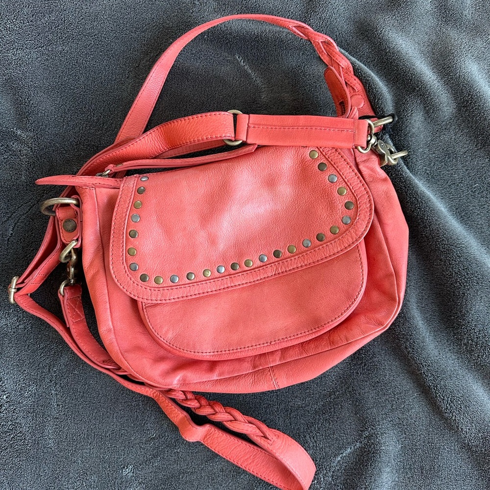 Coral Frye Handbag NWT ( note discoloration on flap)